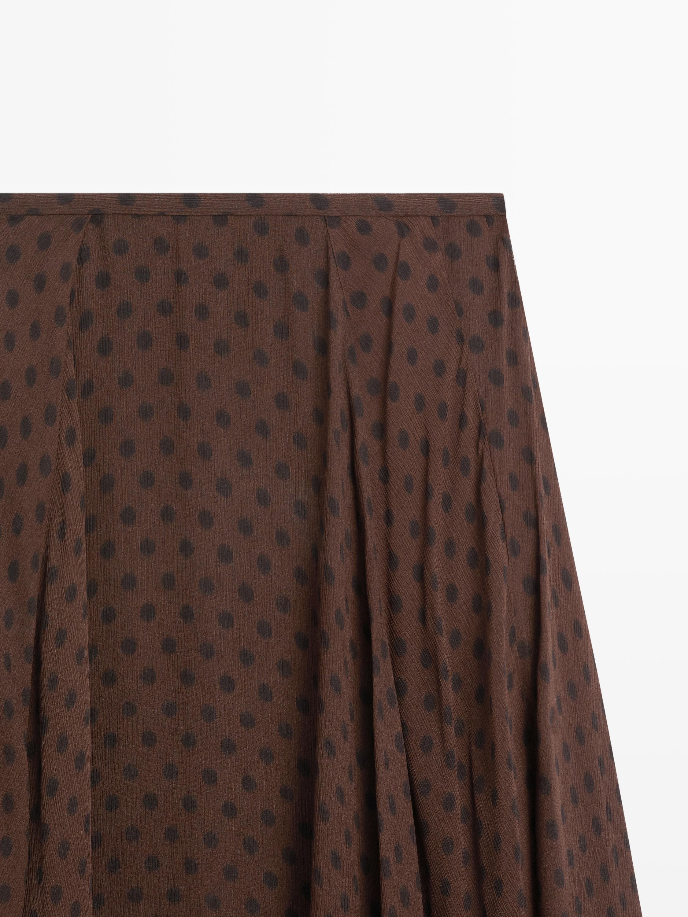 Flared polka dot midi skirt